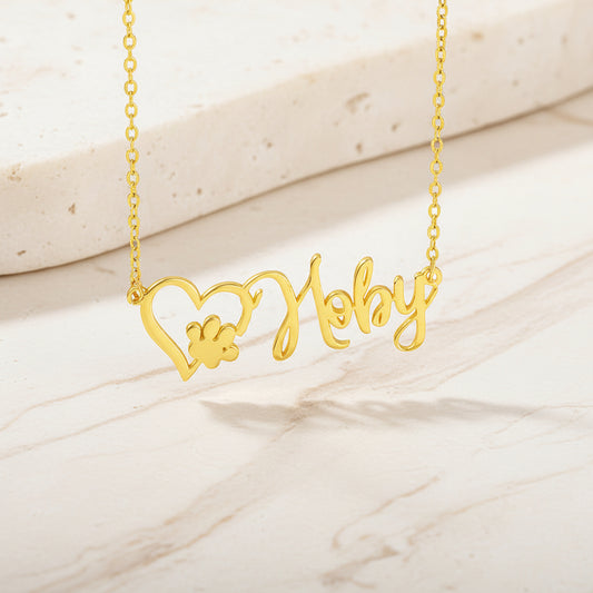 Personalized Pet Heart Name Necklace