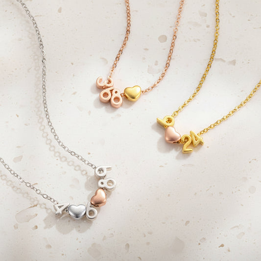 Custom Numbers or Date Heart Necklace
