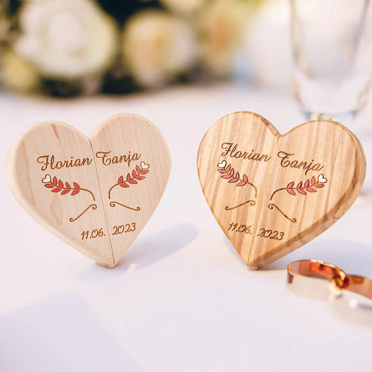 Personalized Heart Wedding Ring Box