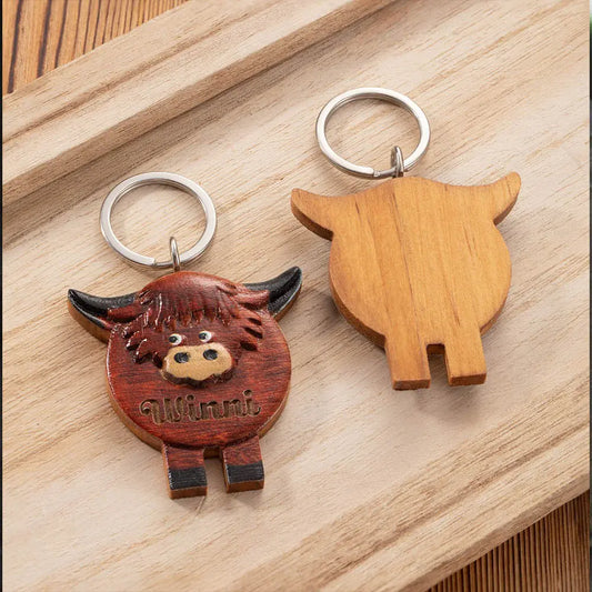 Personalized Highland Cow Keychain