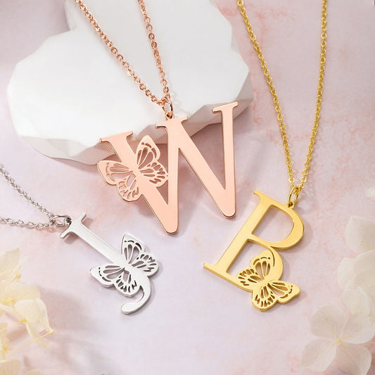 Personalized Butterfly Initial Necklace