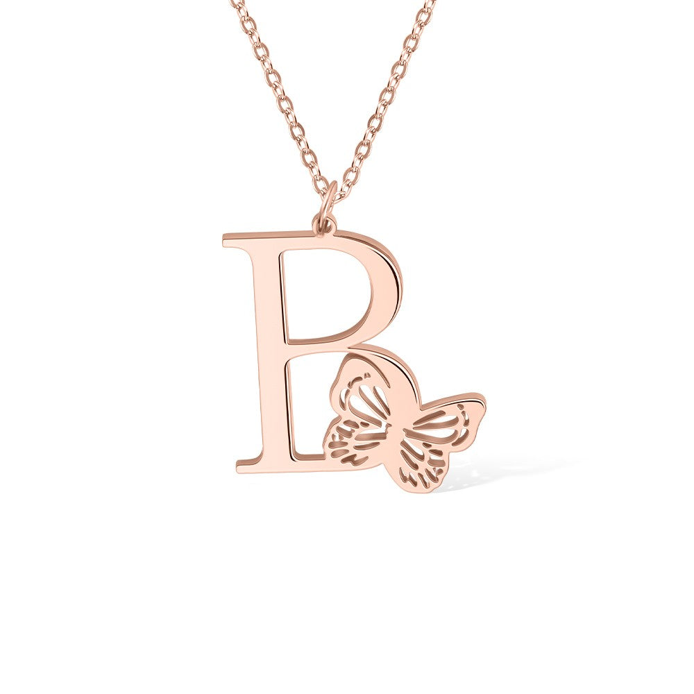 Personalized Butterfly Initial Necklace