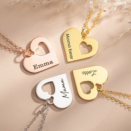 Mommy and Me Heart Necklace Set