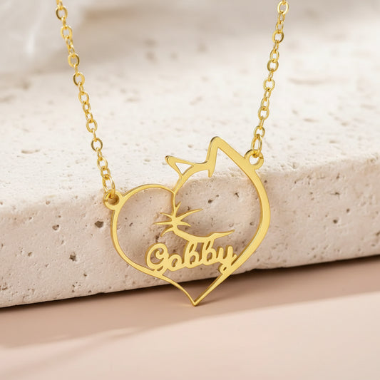 Custom Pet Heart Name Necklace
