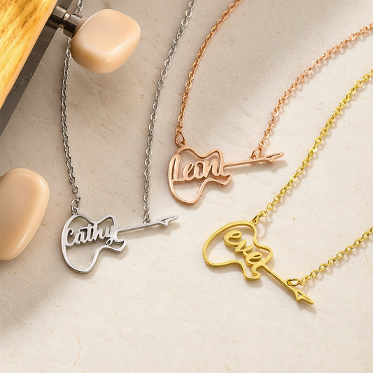 Personalized Guitar Name Necklace