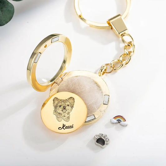 Pet Fur Keepsake Locket Keychain