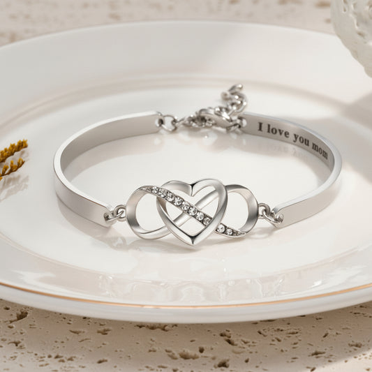 Custom Engraved Infinity Heart Bracelet