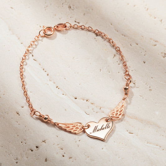 Custom Angel Heart Engraved Bracelet