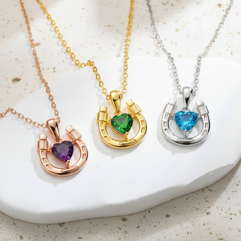Personalized Birthstone Horseshoe Necklace
