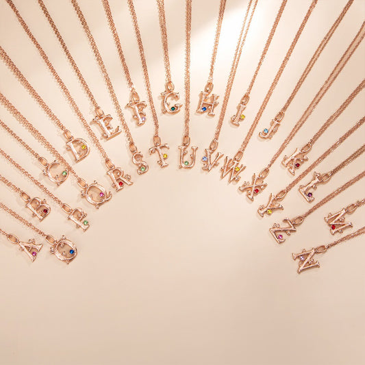 Custom Nature Birthstone Initial Necklace