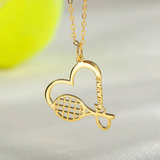 Personalized Name Tennis Racket Necklace