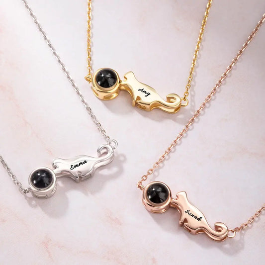 Custom Name Cat Projection Necklace