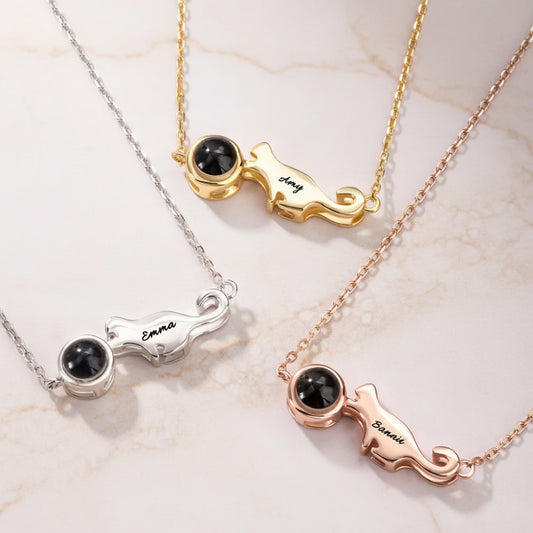 Custom Name Cat Projection Necklace
