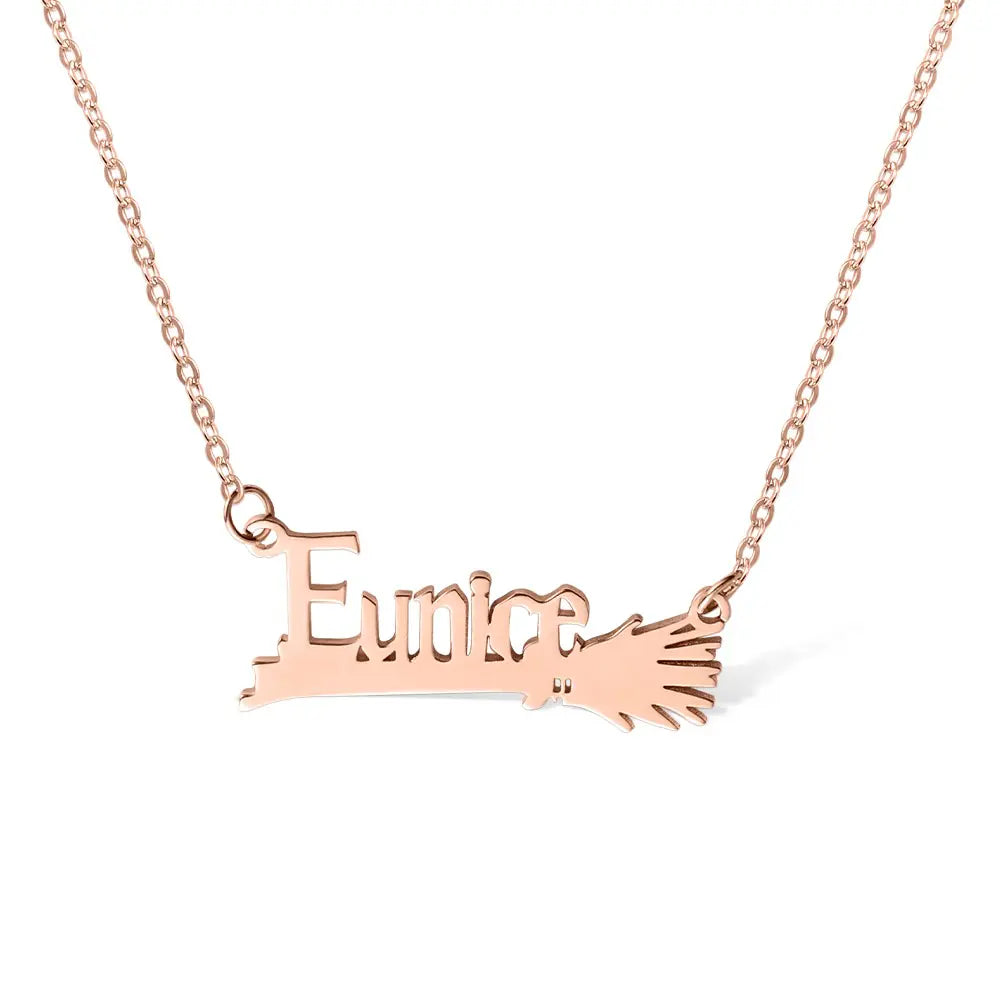Custom Name Witch Broom Necklace
