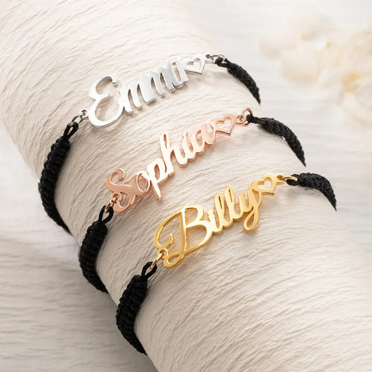 Personalized Braided Name Bracelets SET of 2