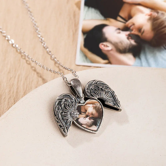 Custom Photo Vintage Heart Locket Necklace