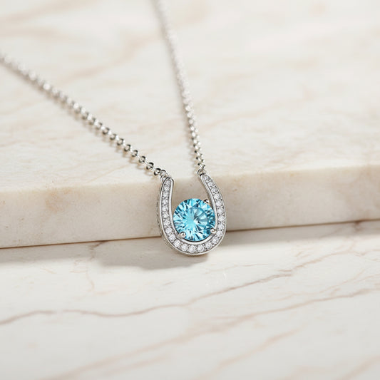 Custom Horseshoe Birthstone Pendant Necklace