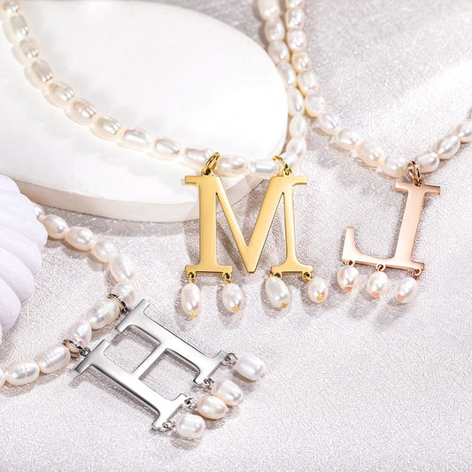 Anne Boleyn Initial Pearl Necklace