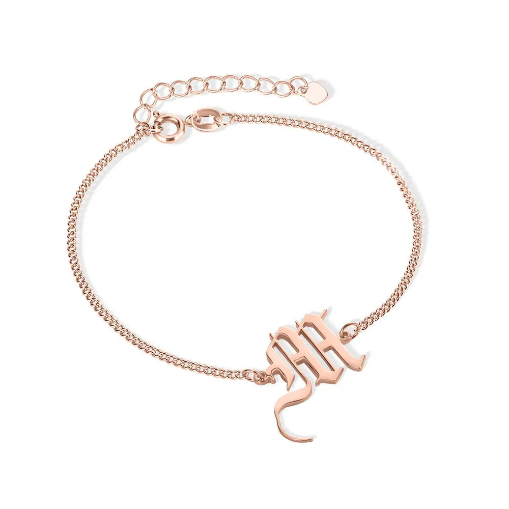 Personalized Old English Initial Bracelet