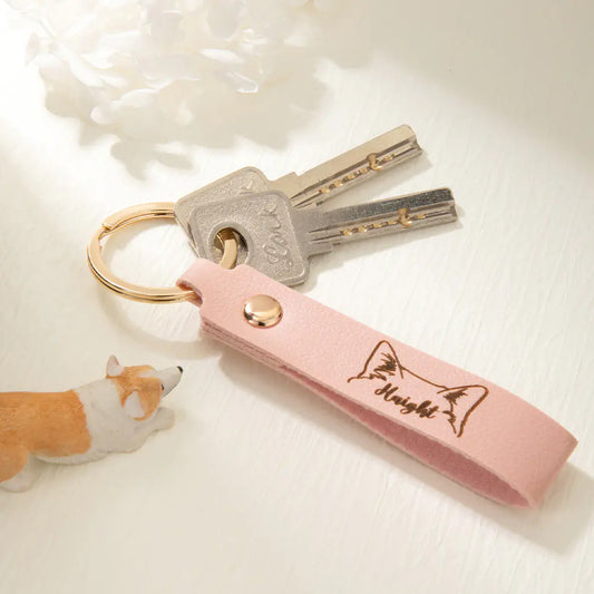 Personalized Pet Name Leather Keychain