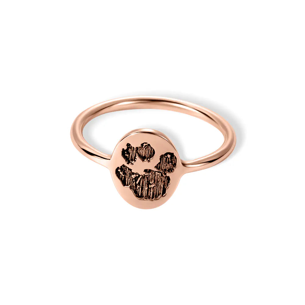 Custom Engraved Paw Print Ring