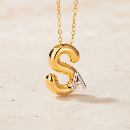 Personalized Double Initial Bubble Necklace