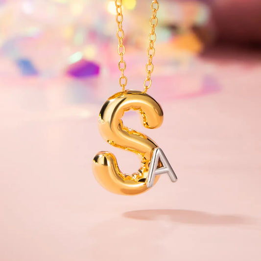 Personalized Double Initial Bubble Necklace