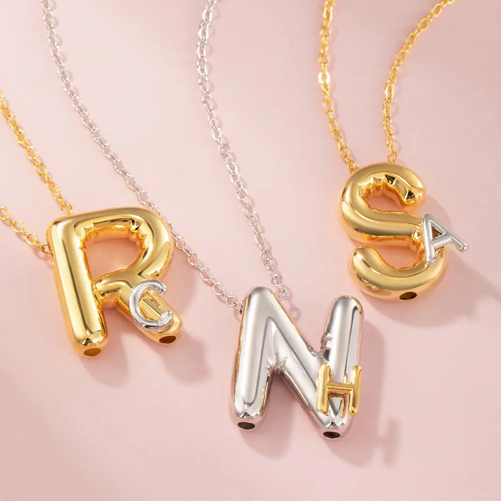 Personalized Double Initial Bubble Necklace