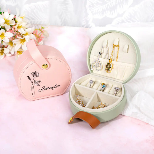 Custom Birth Flower Round Jewelry Box