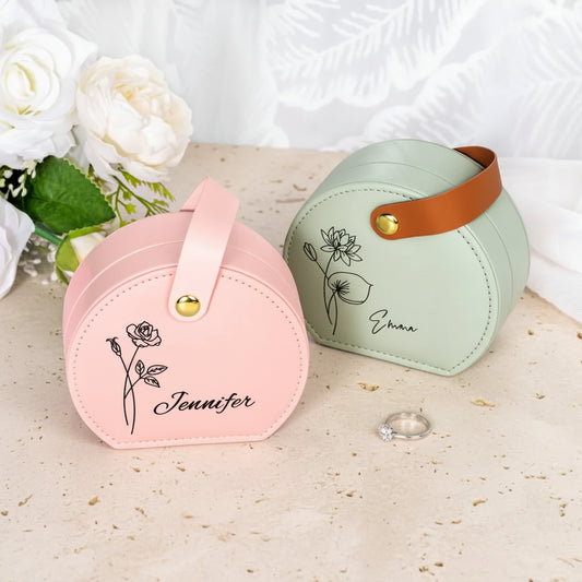 Custom Birth Flower Round Jewelry Box