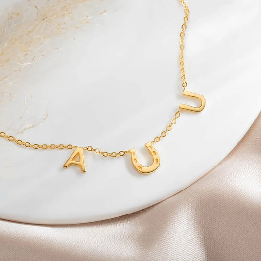Custom Horseshoe Necklace with Two Initials
