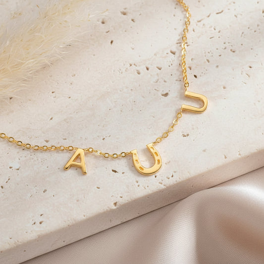 Custom Horseshoe Necklace with Two Initials