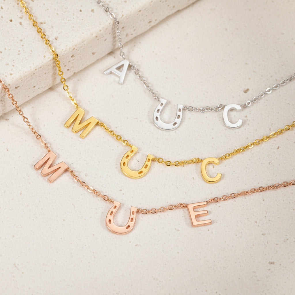 Custom Horseshoe Necklace with Two Initials