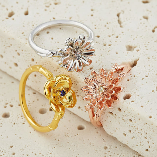 Custom Birth Flower & Birthstone Ring