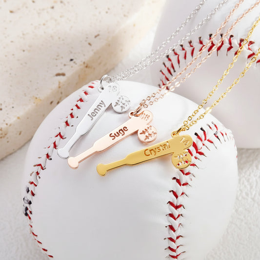 Personalized Baseball Bat Pendant Necklace