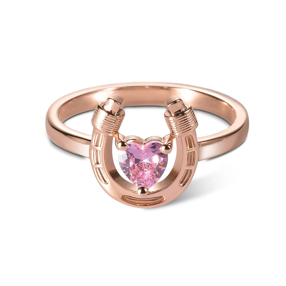 Personalized Lucky Horseshoe Ring with Birthstone