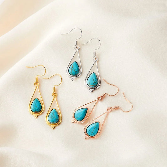 Vintage Turquoise Teardrop Earrings