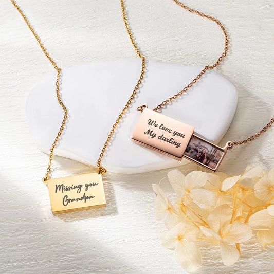 Custom Engraved Photo Locket Necklace