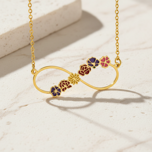 Infinity Cobined Birth Flower Necklace