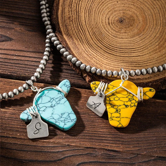 Personalized Cow Head Beaded Necklace