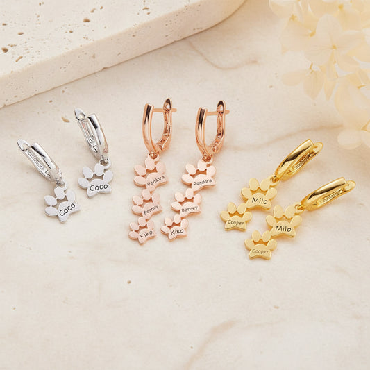 Personalized Pet Paws Hug Earrings