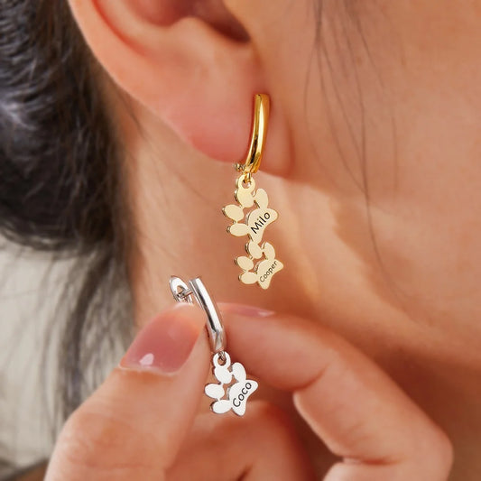 Personalized Pet Paws Hug Earrings
