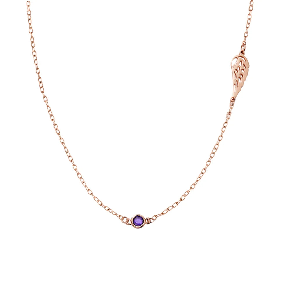 Personalized Birthstone Angel Wing Necklace
