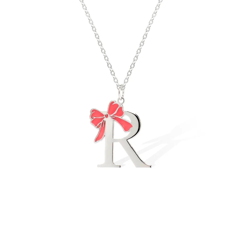 Custom Initial Coquette Bow Necklace