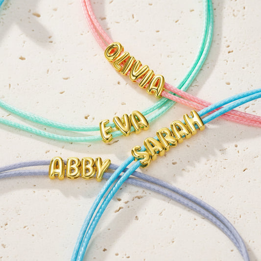 Custom Bubble Name Cord Bracelet