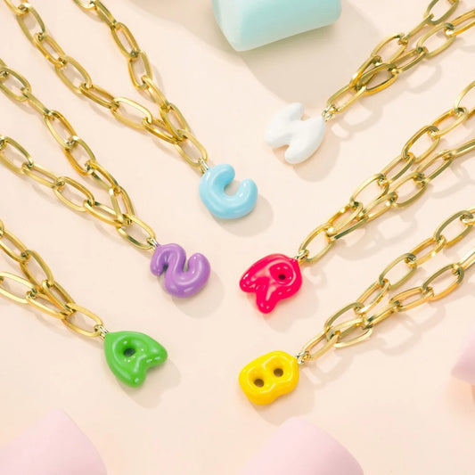 Personalized Macaron Bubble Initial Bracelet