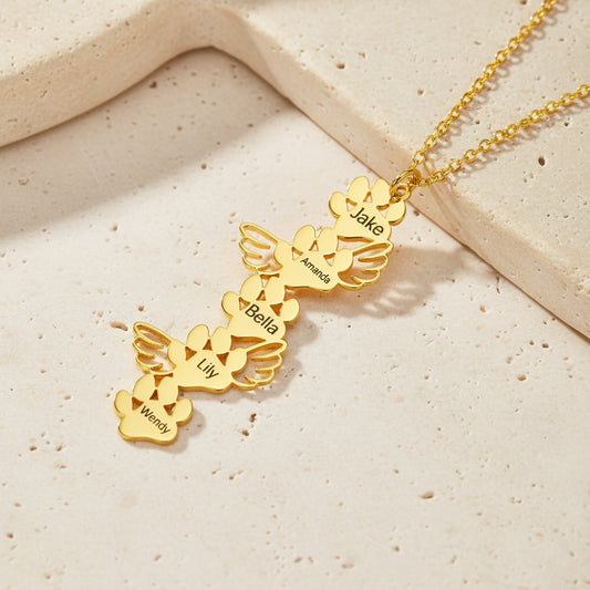 Custom Combined Pet Paw Necklace