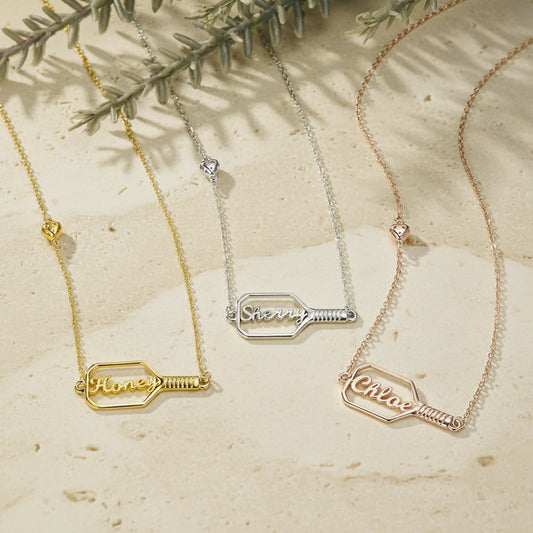 Personalized Name Pickleball Paddle Necklace