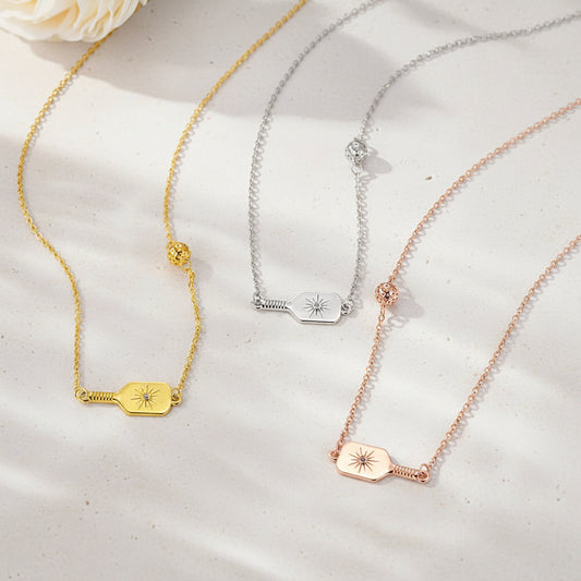 Custom Birthstone Pickleball Paddle Necklace