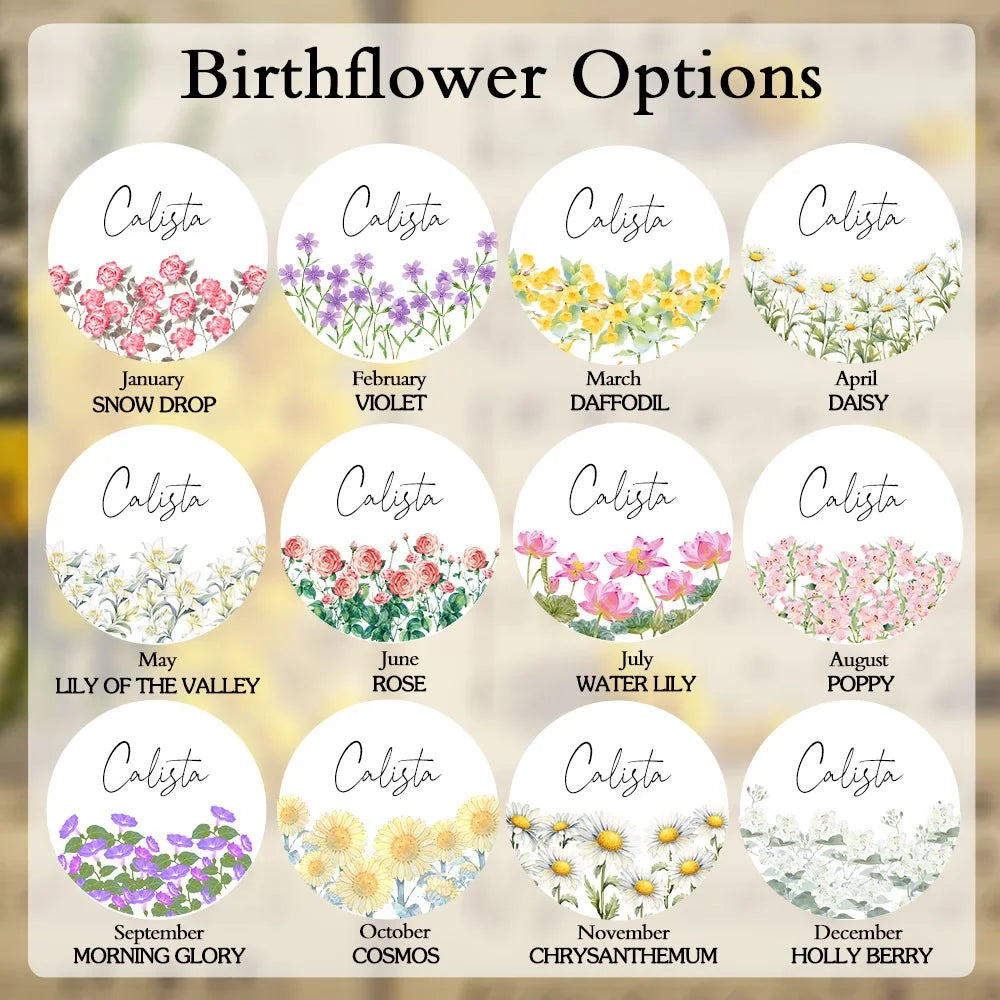 Personalized Birth Flower Ring Dish with Name